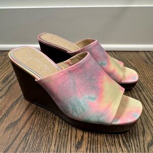 Jessica Simpson Sheyna Tie Dye Wedge Sandals size 8